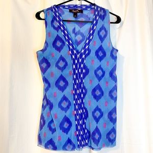 Geometric Pattern Gauzy Tank Top